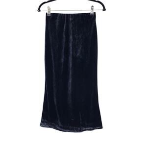 Anthropologie Black Tilda Velvet Pull On Midi Slip Skirt Size XXS